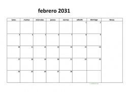 calendario febrero 2031 08