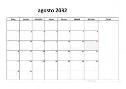 calendario agosto 2032 08