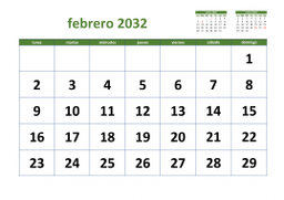 calendario febrero 2032 03