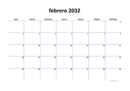 calendario febrero 2032 04
