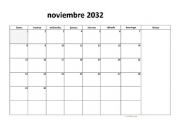 calendario noviembre 2032 08
