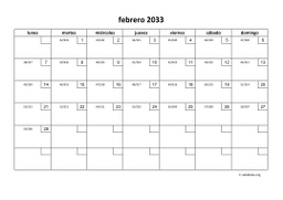 calendario febrero 2033 01