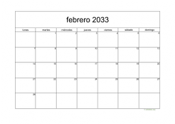 calendario febrero 2033 05