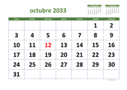 calendario octubre 2033 03