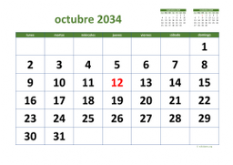calendario octubre 2034 03
