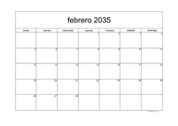 calendario febrero 2035 05