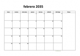 calendario febrero 2035 08