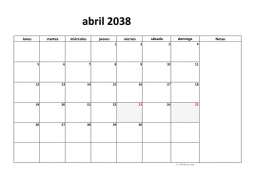 calendario abril 2038 08