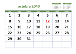 calendario octubre 2040 03