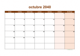 calendario octubre 2040 06