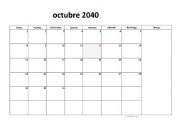 calendario octubre 2040 08