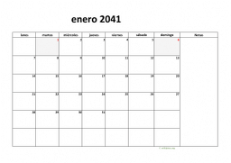 calendario enero 2041 08