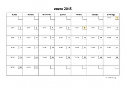 calendario mensual 2045 01