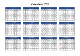 Calendario 2057 - Calendario de España del 2057 | WikiDates.org