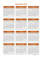 Calendario 2057 - Calendario de España del 2057 | WikiDates.org