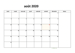 calendrier août 2020 08