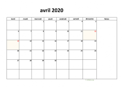 calendrier avril 2020 08