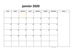 calendrier janvier 2020 08