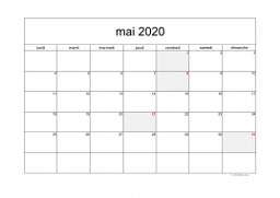calendrier mai 2020 05