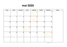 calendrier mai 2020 08
