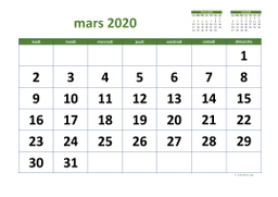 calendrier mars 2020 03