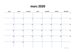 calendrier mars 2020 04