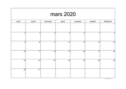 calendrier mars 2020 05