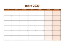 calendrier mars 2020 06