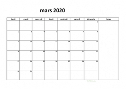 calendrier mars 2020 08