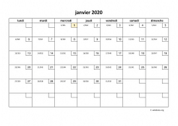 calendrier mensuel 2020 01