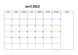 calendrier avril 2022 08
