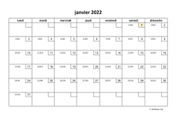 calendrier janvier 2022 01