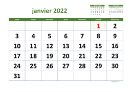 calendrier mensuel 2022 03