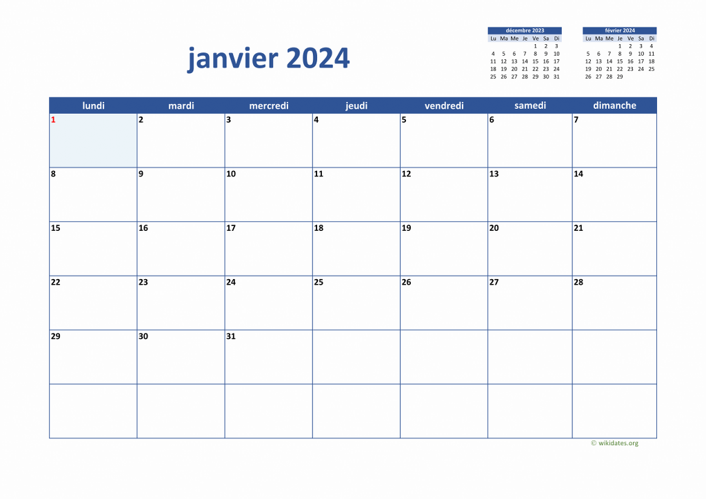 Calendrier 2024 à Imprimer