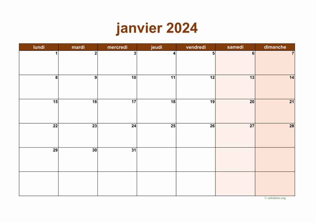 Calendrier 2024 à Imprimer