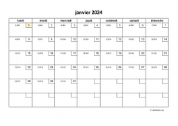 calendrier janvier 2024 01