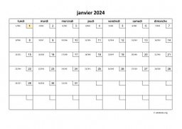 calendrier mensuel 2024 01