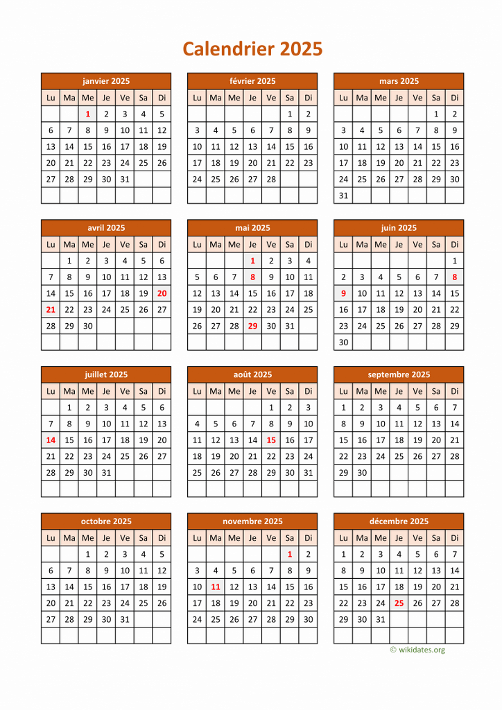 Calendrier 2024-2025 Calendrier mural, janvier 2024 - juin 2025 Calendrier,  calendrier des jours fériés 18 mois