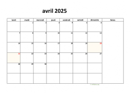 calendrier avril 2025 08