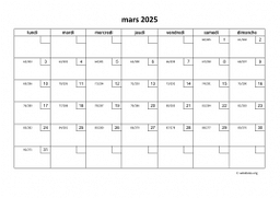 calendrier mars 2025 01