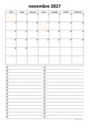 calendrier novembre 2027 07