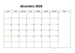 calendrier décembre 2028 08