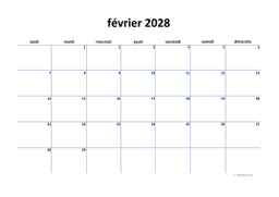 calendrier février 2028 04