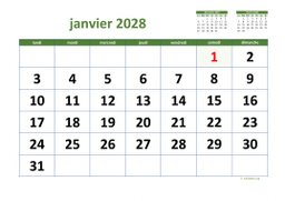 calendrier mensuel 2028 03