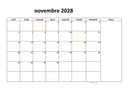 calendrier novembre 2028 08