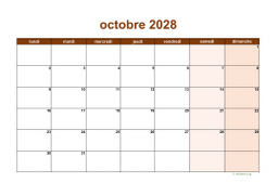 calendrier octobre 2028 06
