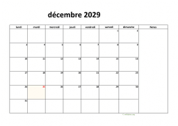 calendrier décembre 2029 08