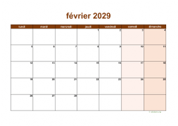 calendrier février 2029 06