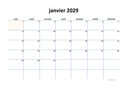 calendrier janvier 2029 04