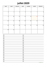 calendrier juillet 2029 07